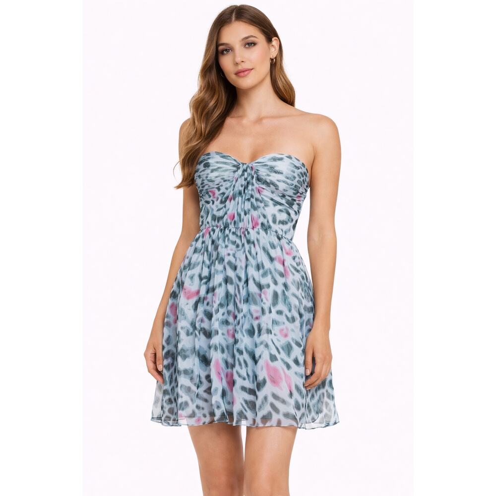 Erin by Erin Fetherston Blue Sweetheart Animal Print Party Mini Dress - 6